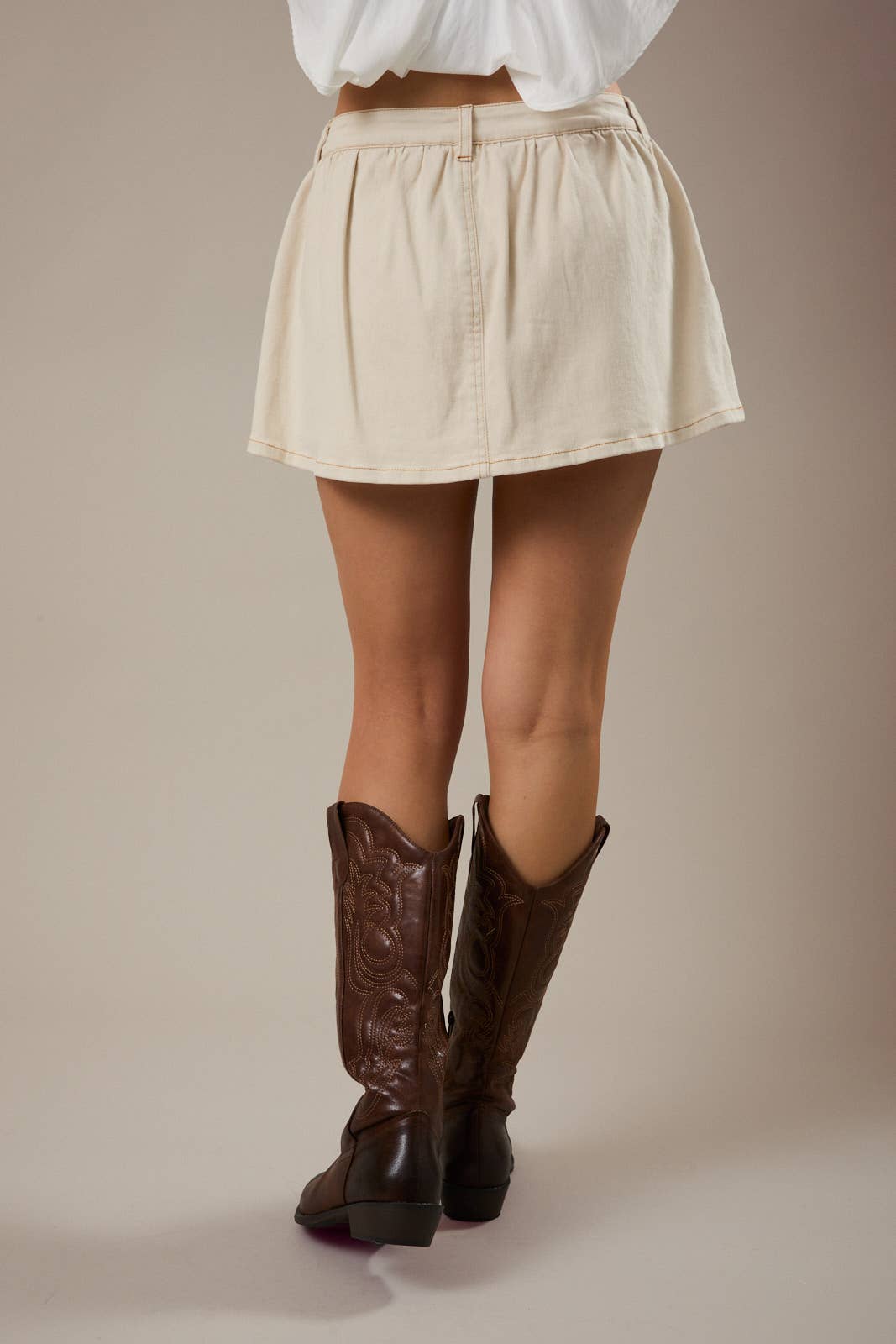 Studded Detail Low Waist Skort