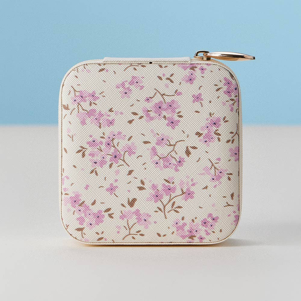 Floral Pattern Portable Square Jewelry Box