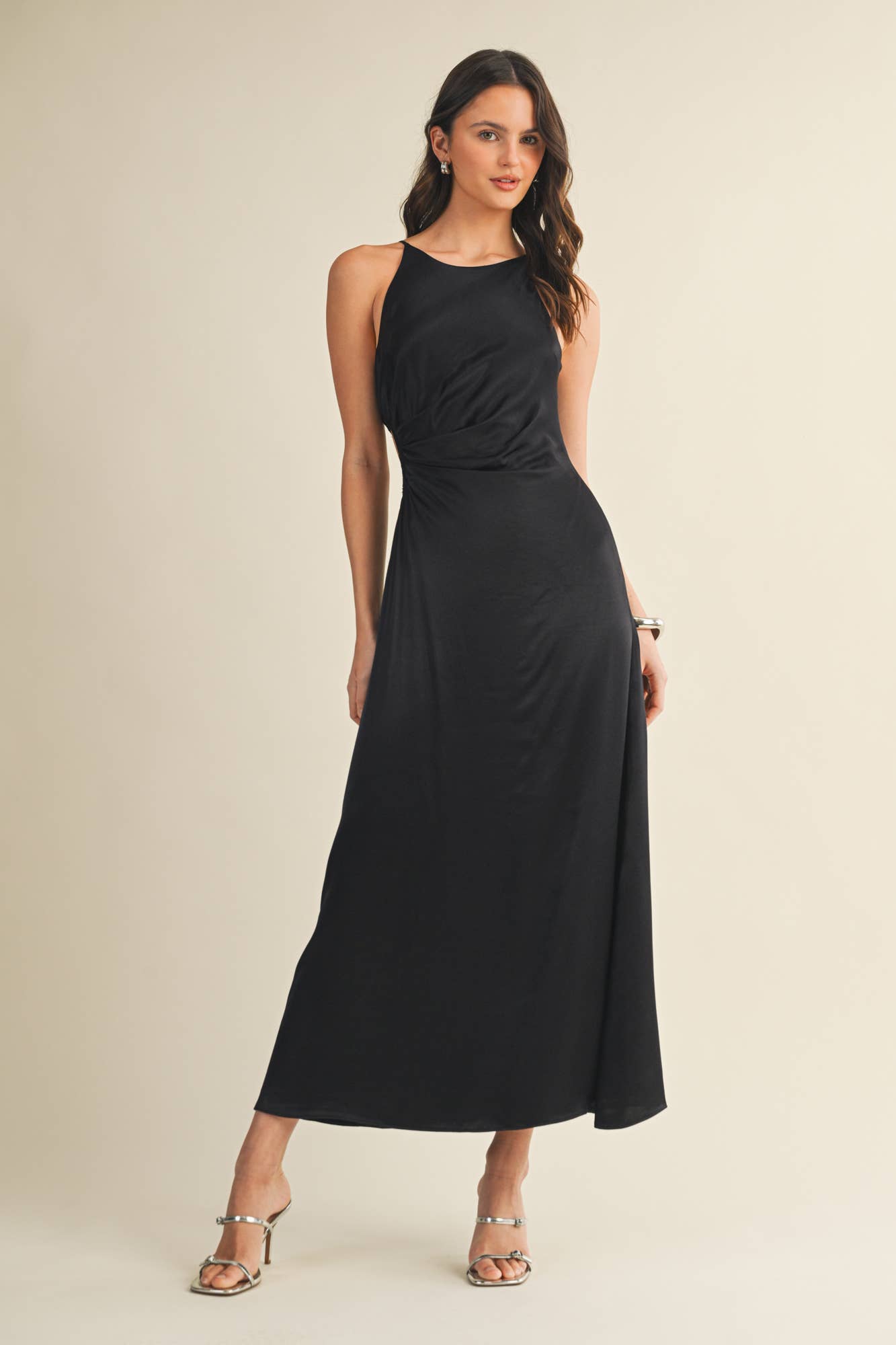 Cut Out Waist Black Dress