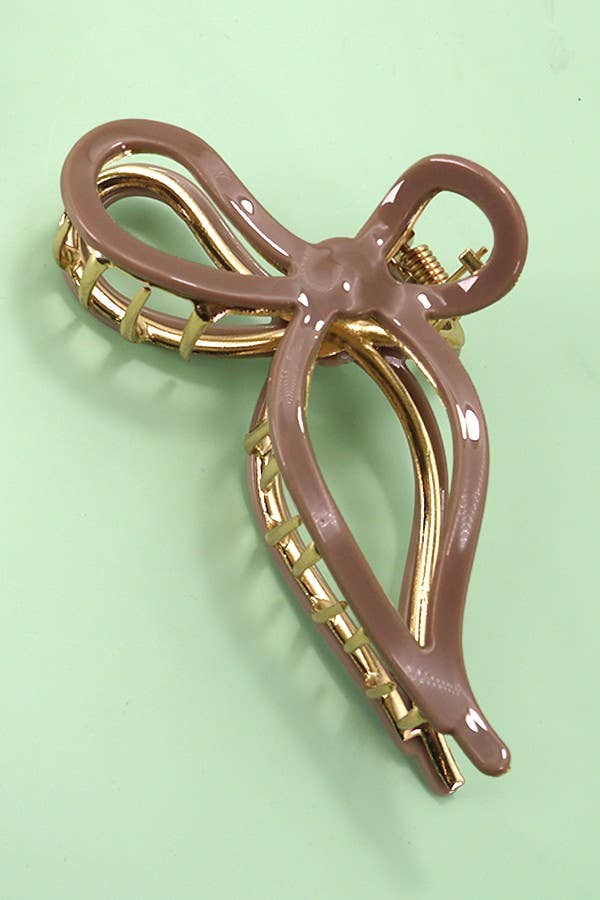 Jumbo Brown Bow Hair Claw Clip