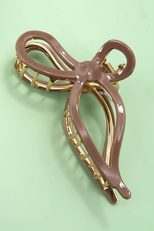 Jumbo Brown Bow Hair Claw Clip