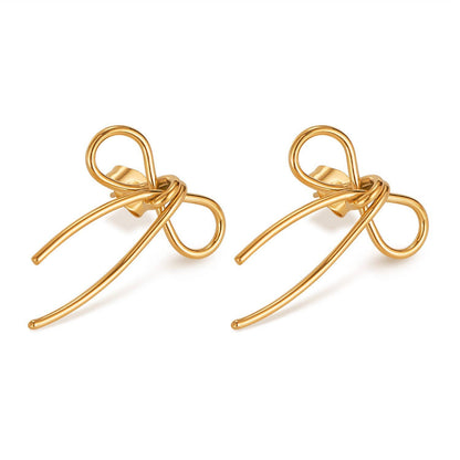 Gold Stainless Steel bow Earrings