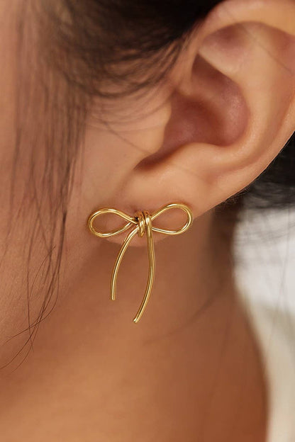 Gold Stainless Steel bow Earrings