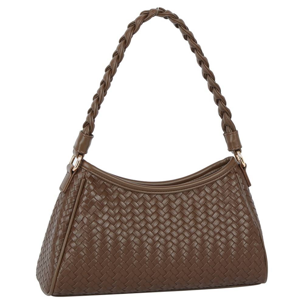 Braided Handle Woven Shoulder Bag