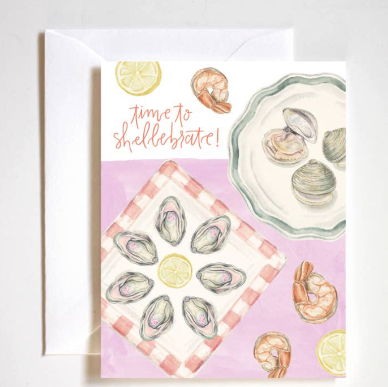 "Time to Shellebrate" Seafood Theme Birthday Card