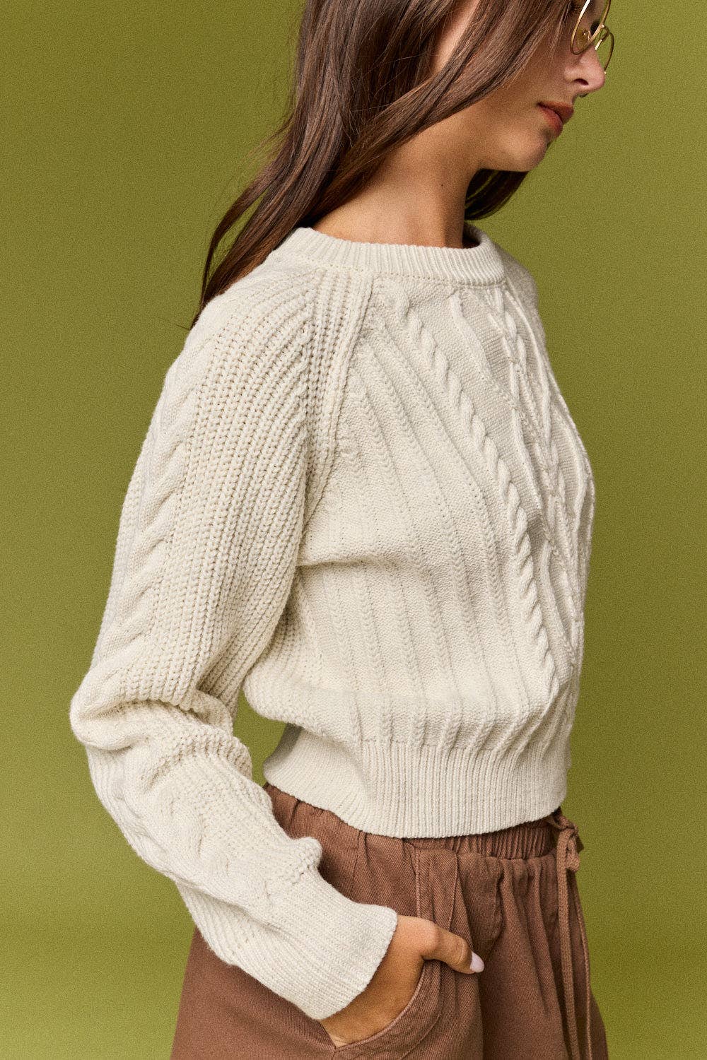 Eva Cable Knit Raglan Sweater