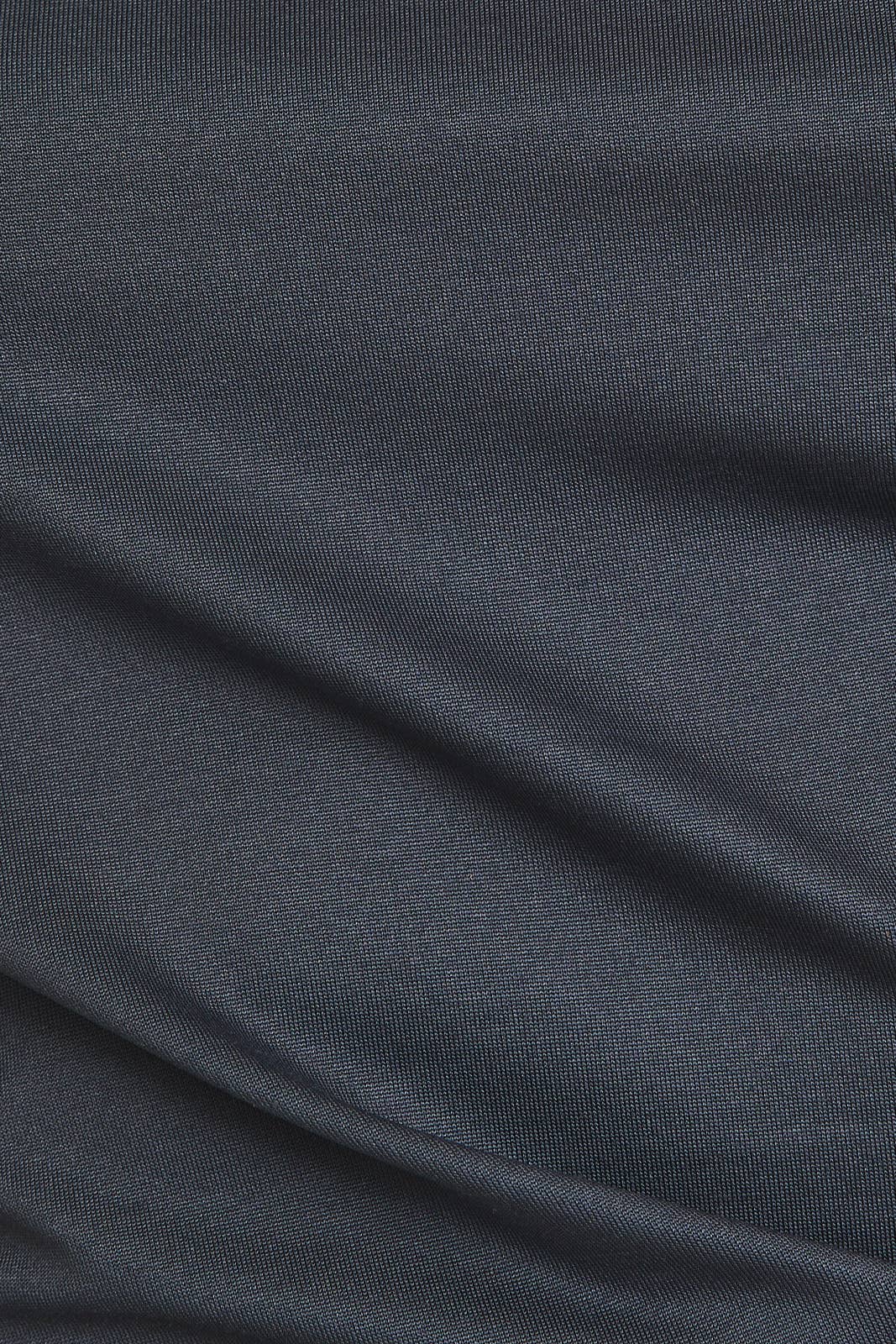 Mock Neck Indigo Long Sleeve Shirring Detail Top