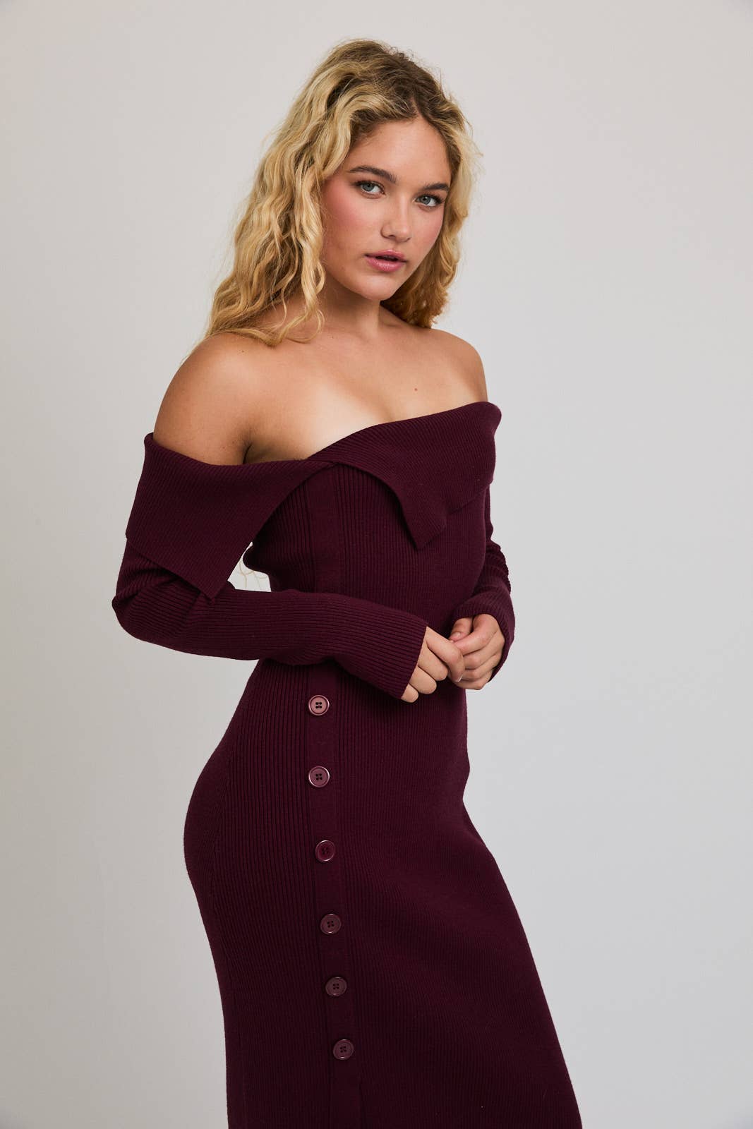 Off The Shoulder Asymmetrical Sweater Dress