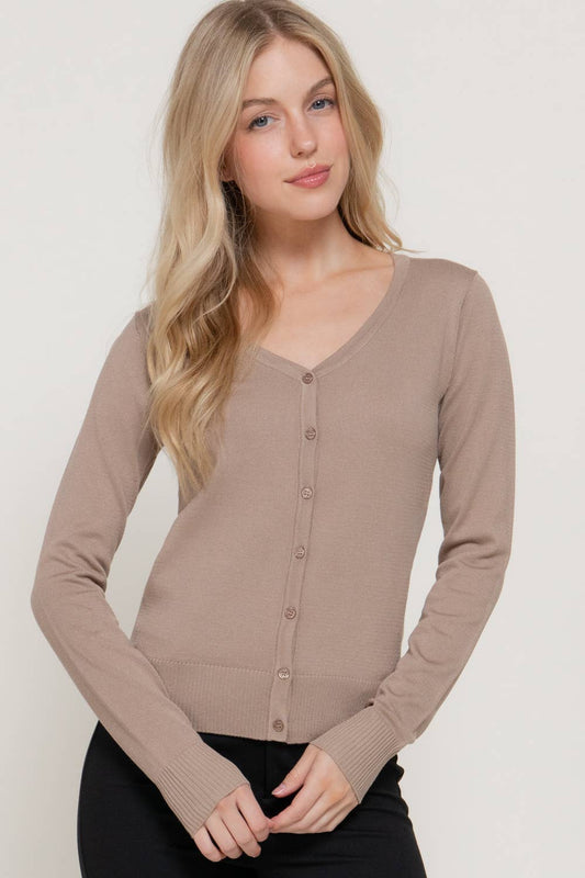 Long Sleeve V-neck Button Down Sweater Cardigan