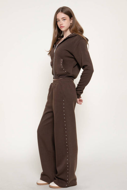 Pocket Stud Pants Inner Fleece Terry