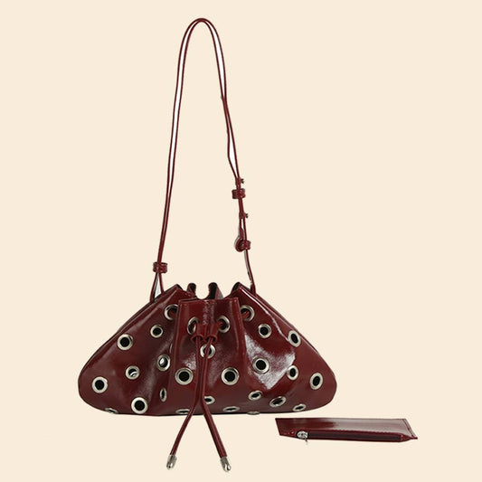 Burgundy Rivet 2 In 1 Shoulder Bag