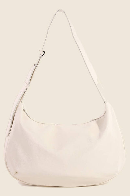 Leather Hobo Crescent Shoulder Bag | ivory, Brown, Khaki