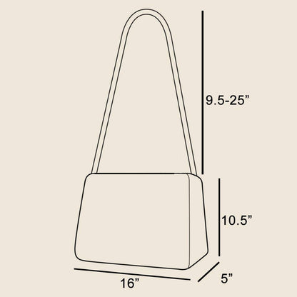Buckle Strap Detail Beige Leather Handbag