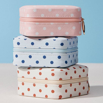 Polka Dot Pattern Print Portable Square Jewelry Box