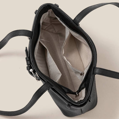 Black Belt Strap Textured Hand Bag