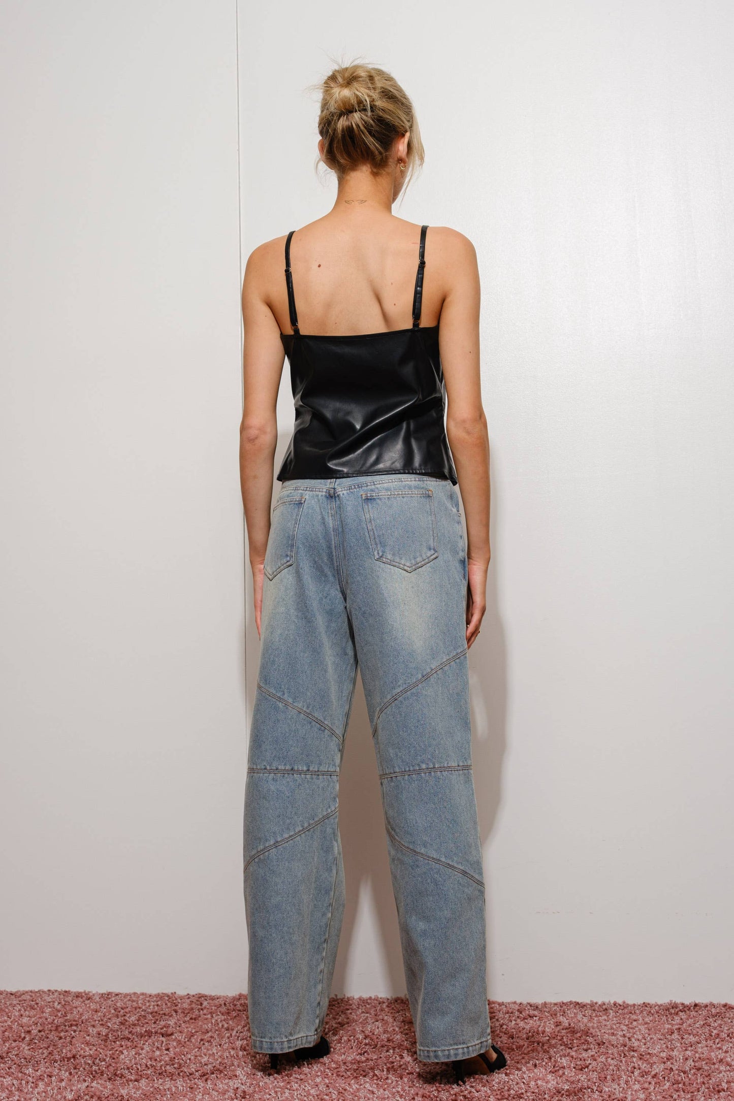 Vegan Leather Self Tie Cami