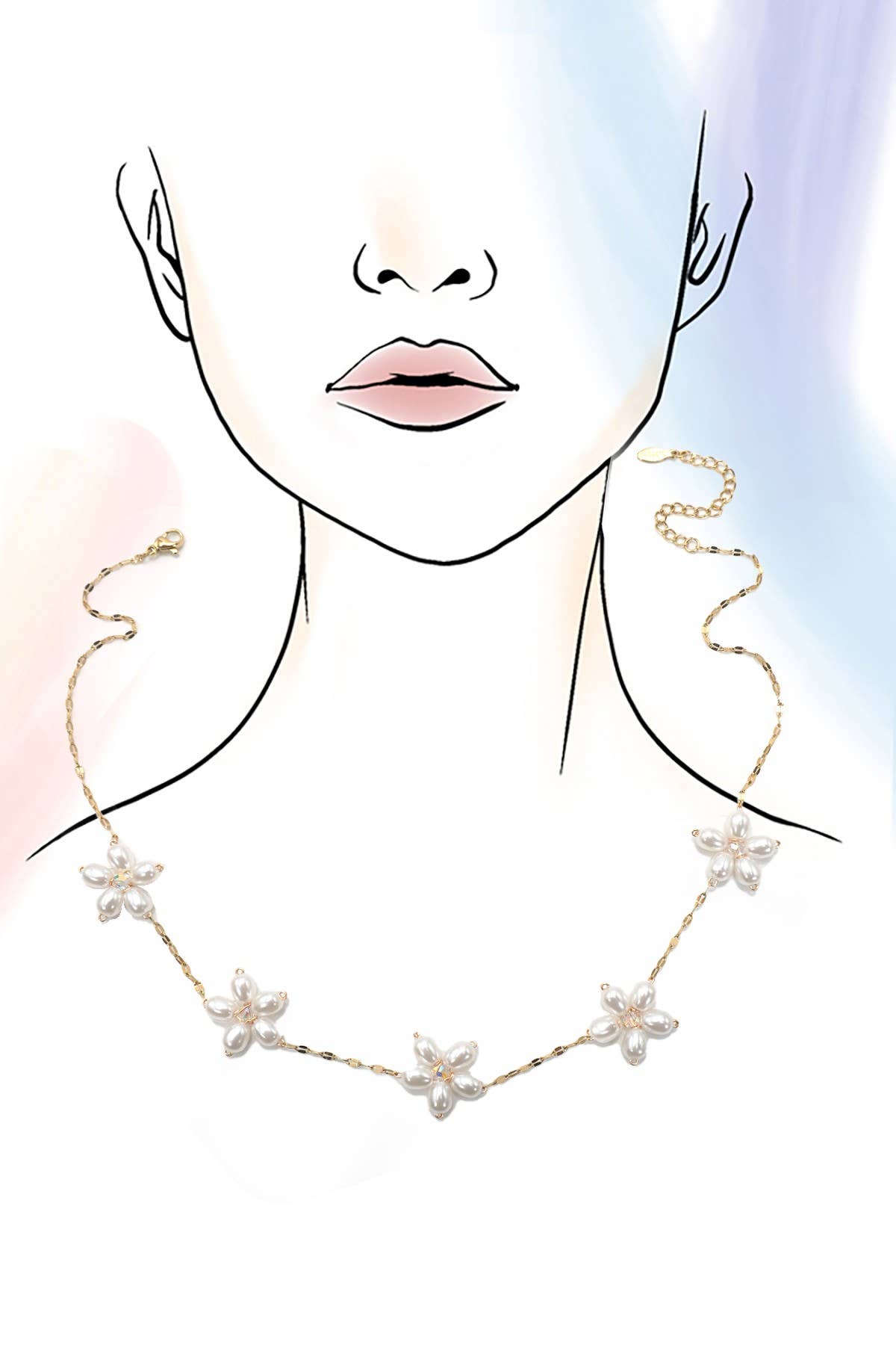 Pearl Flower Station Necklace