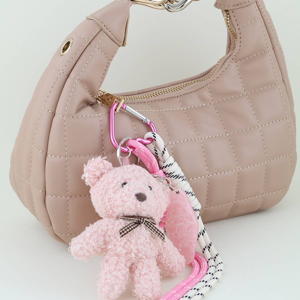 Pink Ribbon Bear Tassel Keychain