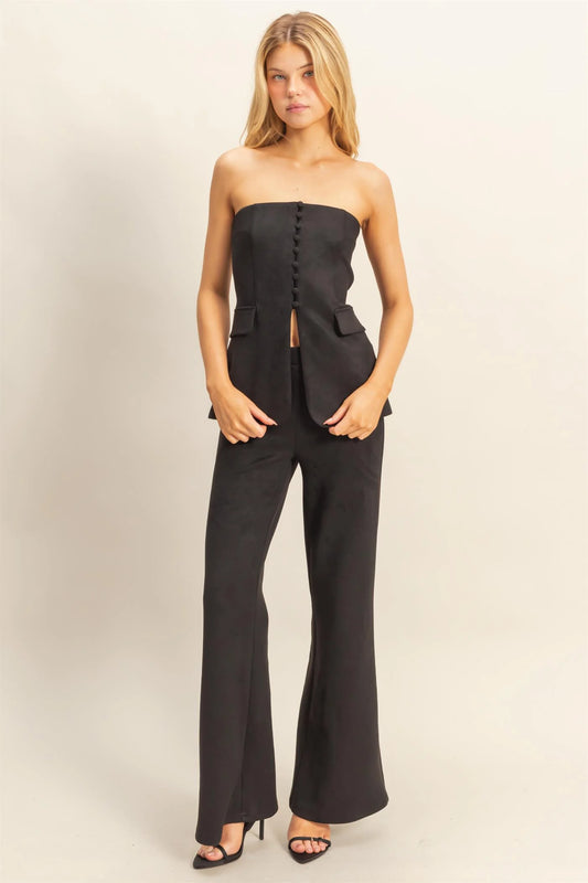 Suede Tailored Flare Pants
