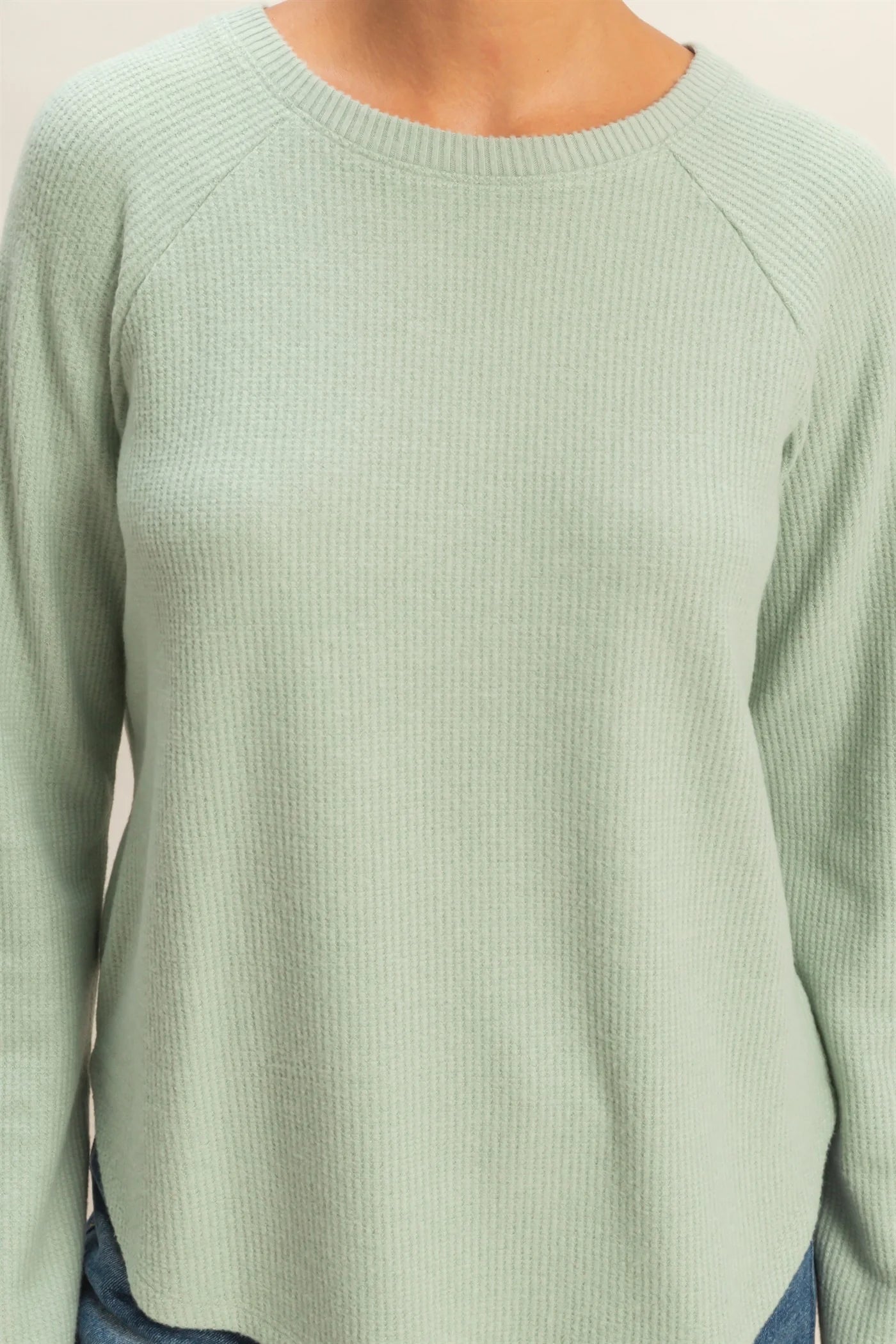 Sage Green Raglan Long Sleeve Casual Top