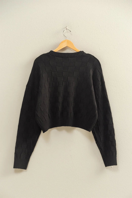 Black Sleeve Square Texture Sweater