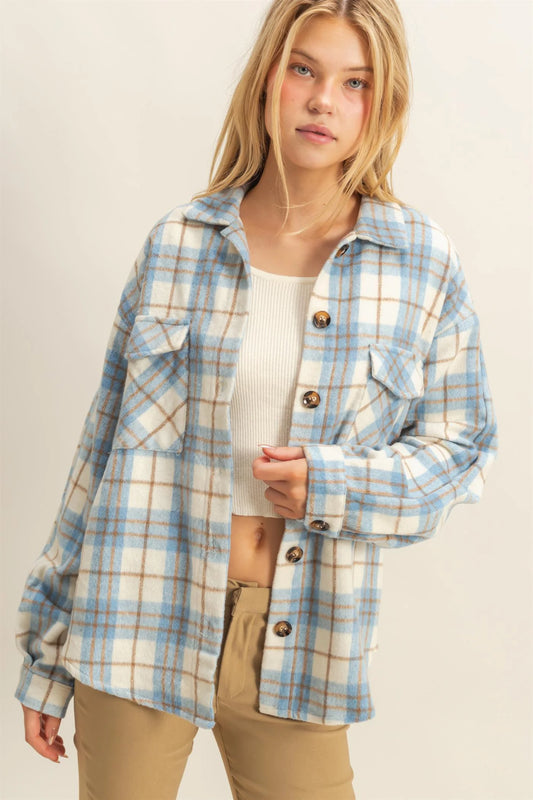 Blue Plaid Flannel Shacket