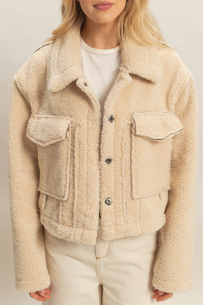 Cream Reversible Suede Sherpa Jacket